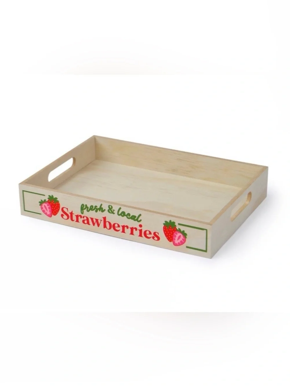 Target Bullseye Fresh & Local Strawberries Wooden Decorative Tray Kitchen Decor